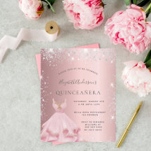 Quinceanera, cor-de-rosa-prata, convite