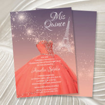 Quinceañera Coral Vestido Torre Eiffel