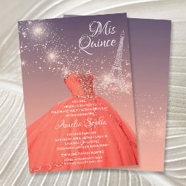 Quinceañera Coral Vestido Torre Eiffel