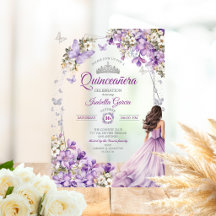 Quinceañera de Borboletas Florais Roxo Prata
