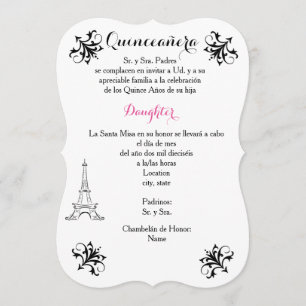 Quinceañera do Suporte de Convite 5x7- Personaliz