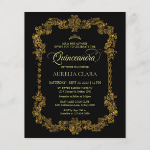 Quinceanera Dourada Elegante Clássica do Orçamento