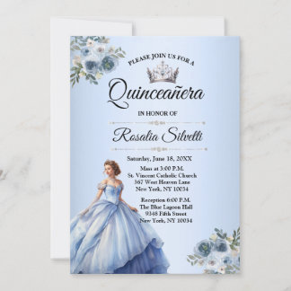 Quinceanera Dusty Blue e Silver Convite