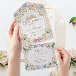 Quinceañera Floral Arco Rosa Clássica