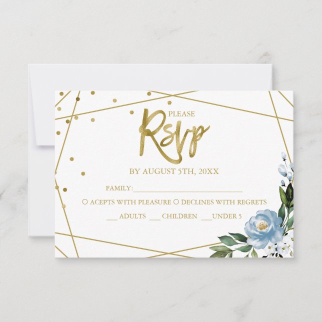Quinceanera Floral Geometric Response Card (Frente)