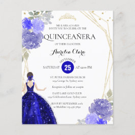 Quinceañera Geométrica Azul Floral Real