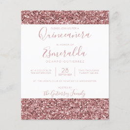 Quinceanera Gliteira Rosa Dourada Rosa