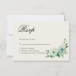 Quinceanera Green floral Reply RSVP Card
