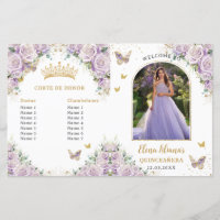 Quinceañera Lilac Floral Butterflies Programa de F