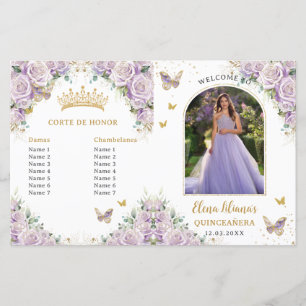 Quinceañera Lilac Floral Butterflies Programa de F