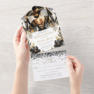 Quinceañera Luxury Estilo Dourado Mexicano Preto R