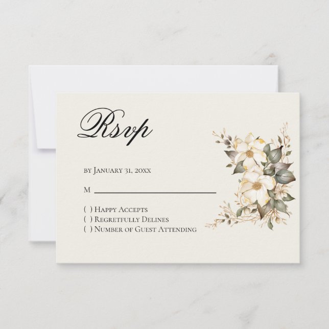 Quinceanera Magnolia Reply RSVP Card (Frente)