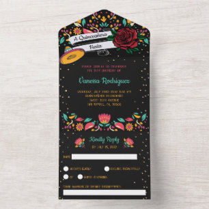 Quinceañera mexicana fiesta rosa vermelha floral m