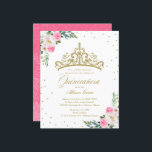 Quinceanera Orçamento Convite Espanhol Dourado Tia<br><div class="desc">Elegante glitter dourado tiara barato floral quinceanera convites de 4, 5"x5, 6". NOTA: OS envelopes NÃO ESTÃO INCLUÍDOS; os envelopes A7 correspondentes estão disponíveis para serem comprados separadamente.</div>