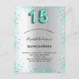 Quinceanera prateada, pó de pó convite
