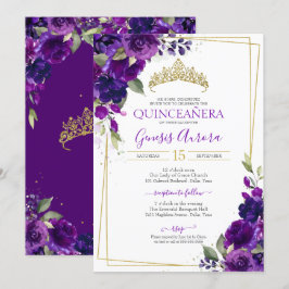 Quinceañera Purple Watercolor Convite Floral