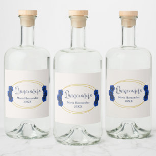 Quinceañera Real Azul e Geométrica Dourada