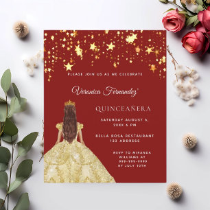 Quinceanera Red Gold estrelas de vestimenta convit