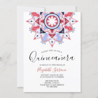 Quinceanera Red White Convite
