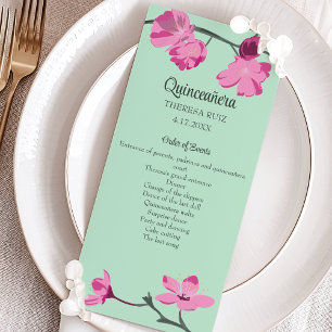 Quinceanera Rosa e Mint Green Cherry Blossom