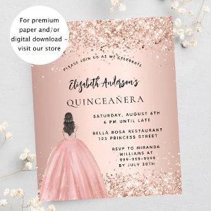 Quinceanera rosa gold - convite para o orçamento