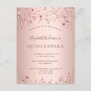 Quinceanera rosa gold stars para o convite