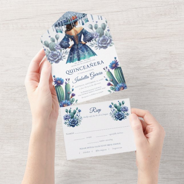 Quinceañera Royal Blue Esyle rsvp (Aba destacável)