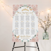 Quinceanera Soft Blush Pink Floral Seating Chart
