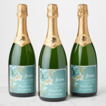 Quinceanera Teal Dourado Rótulo de Vinho Espumante