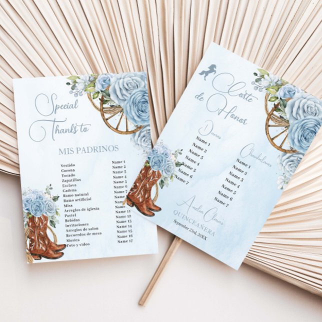 Quinceañera XV 15 Baby Blue Floral Charro Padrinos (Criador carregado)