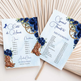 Quinceañera XV 15 Royal Blue Floral Charro Padrino