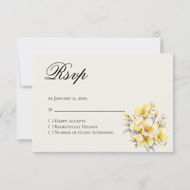 Quinceanera Yellow Gold Reply RSVP Card (Frente)