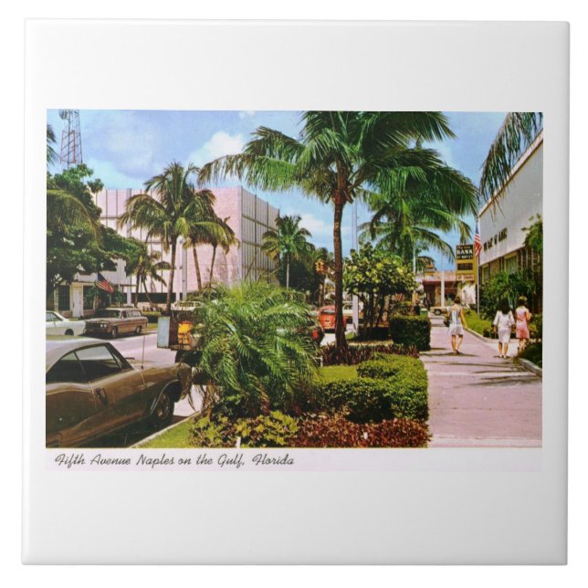 Quinta Ave. Comprando, Nápoles, Flórida Vintage (Frente)