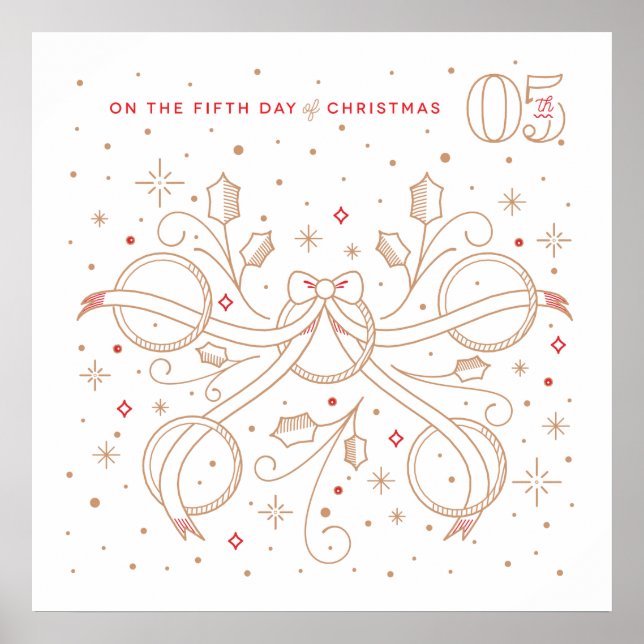 Quinto dia de Poster de Natal 24x24 (Frente)