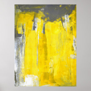 "Quinto" poster cinzento e amarelo da arte