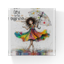 Quirky Girl Rain Dare Paperweight