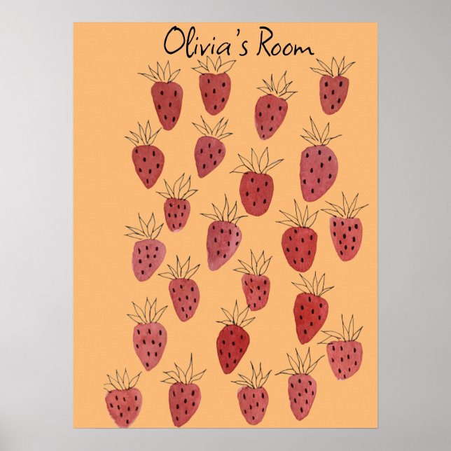 Quirky Strawberry Pattern Poster (Frente)