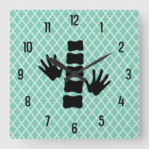 Quiroprático Mãos e Logotipo da coluna Relógio