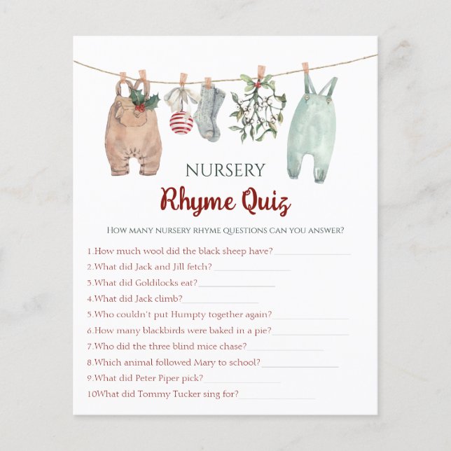 Quiz de Rimas Infantis de Roupas de Natal (Frente)