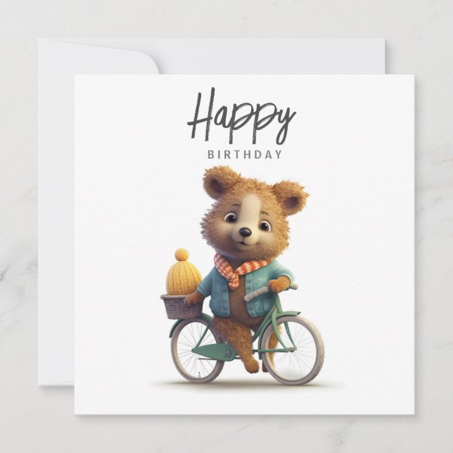 Quokka bonita numa bicicleta, feliz aniversário (Frente)