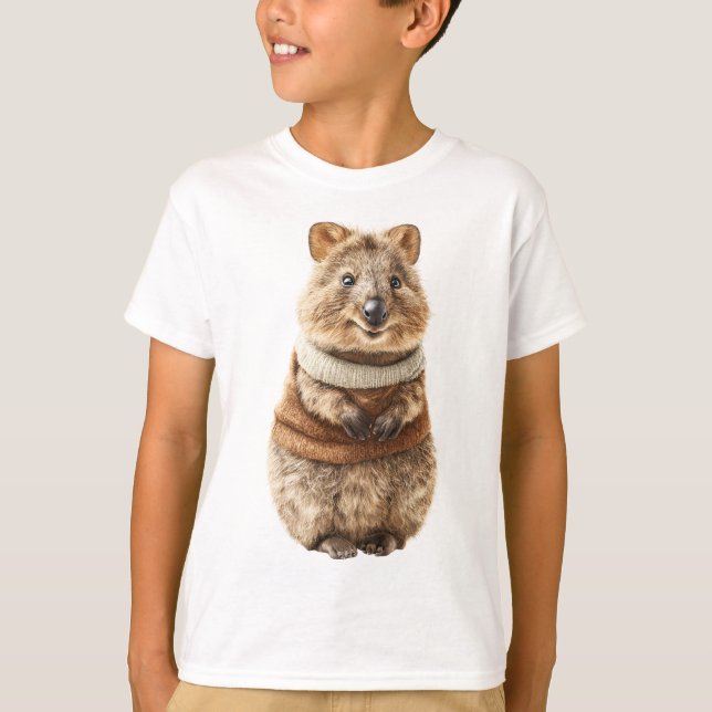 Quokka Kids de Suéter de Gola Alta Aconchegante (Frente)