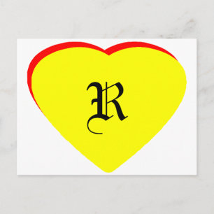 "R" Casamento Vermelho Amarelo Coração Convite O M