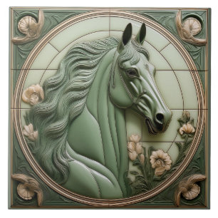 R Verde sage falsos relevos Arte Nouveau Cabeça de