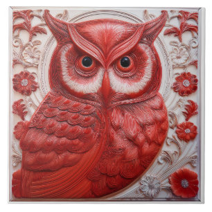 R vermelho falso relevo Art Nouveau Coruja