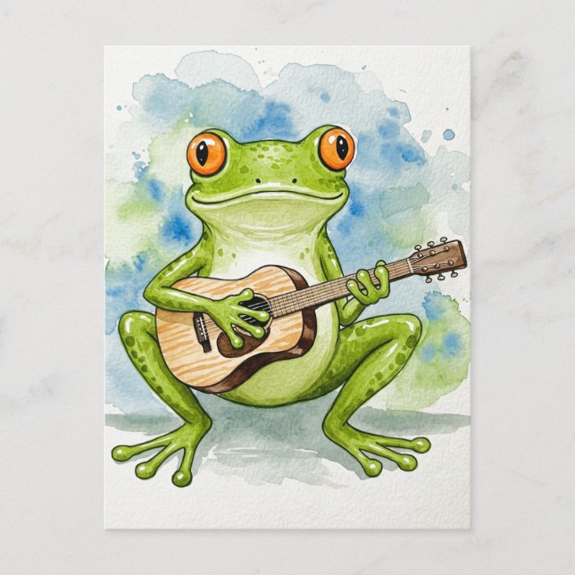 Rã Musical em Aquarela Cartão Postal para Postcros (Frente)