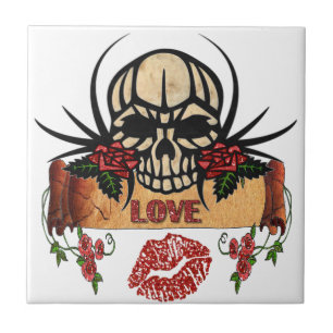 RAB Rockabilly Caveira Rosas Amor Batom