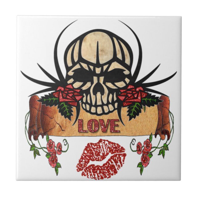 RAB Rockabilly Caveira Rosas Amor Batom (Frente)