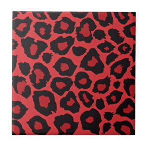 RAB Rockabilly Estampa de Leopardo Vermelho Preto