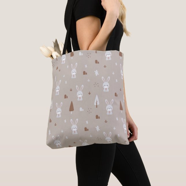 Rabbit Adorável Kids Patterna Tote Bag (Close Up)