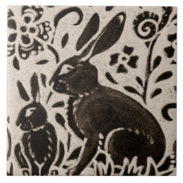 Rabbit Batik Woodland Animal Tan Cinza Castanha Fl